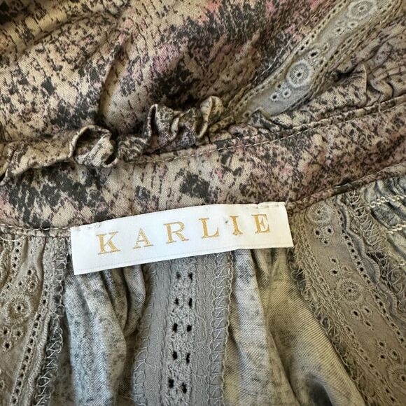 KARLIE Python Tiered Shift Midi Dress w Tassel V-Neck - Picture 9 of 12